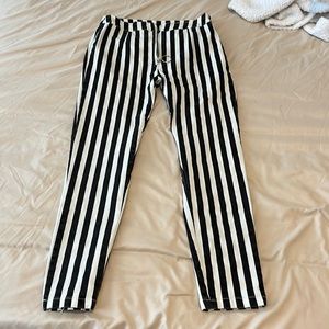 Black/white striped denim pants. Size small